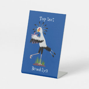Signe De Table Le mignon secrétaire oiseau écrire des notes dessi