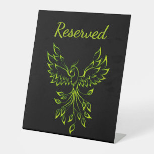Signe De Table Le Phénix Vert se lève sur la réserve noire