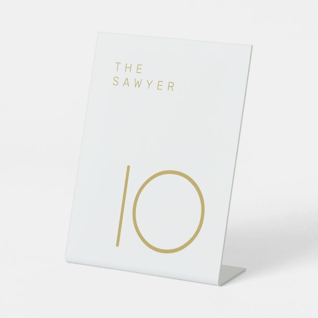 Signe De Table Le Sawyer 10 Gold et White Table Number (Recto)