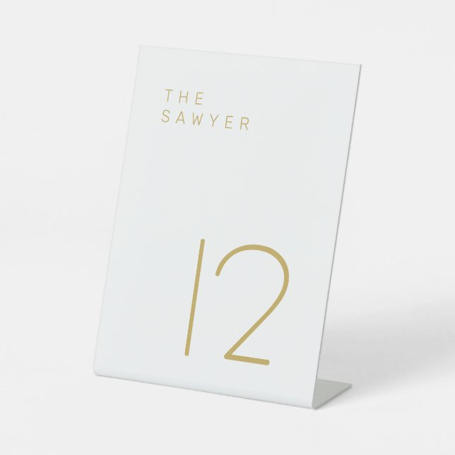 Signe De Table Le Sawyer 12 Gold et White Table Numéro (Recto)