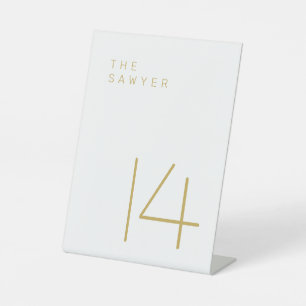 Signe De Table Le Sawyer 14 Gold et White Table Number