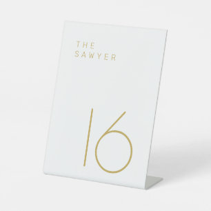 Signe De Table Le Sawyer 16 Gold et White Table Numéro