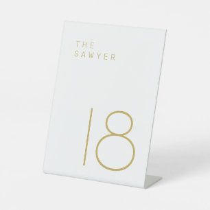 Signe De Table Le Sawyer 18 Gold et White Table Number