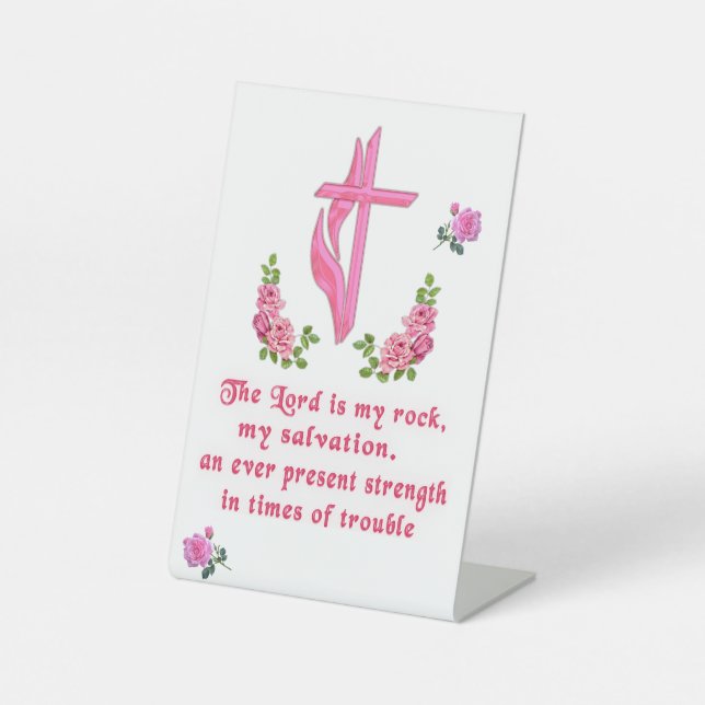 Signe De Table Le Seigneur est mon rocher écriture chrétienne (Recto)