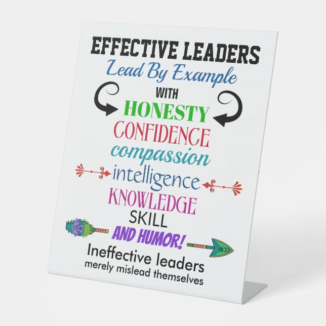 Signe De Table Leaders efficaces - Humour (Recto)