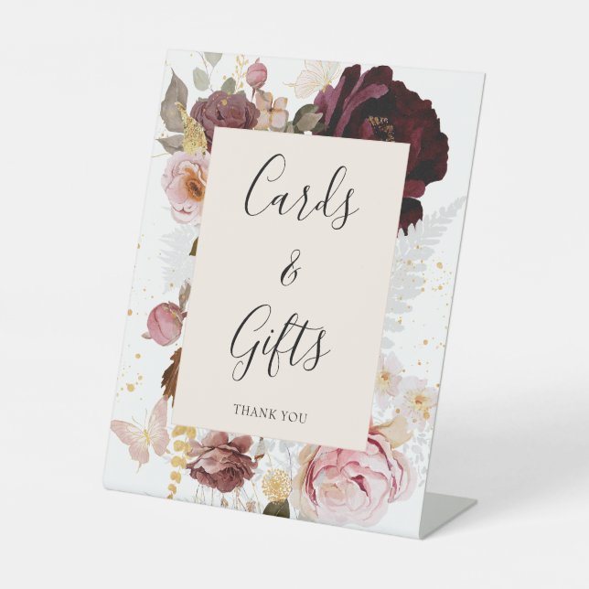 Signe De Table L'élégante Baby Shower Rose Floral  (Recto)