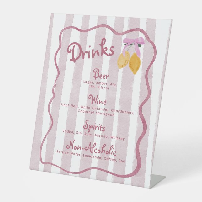 Signe De Table Lemon Italian Baby Girl Shower Drinks Menu (Recto)