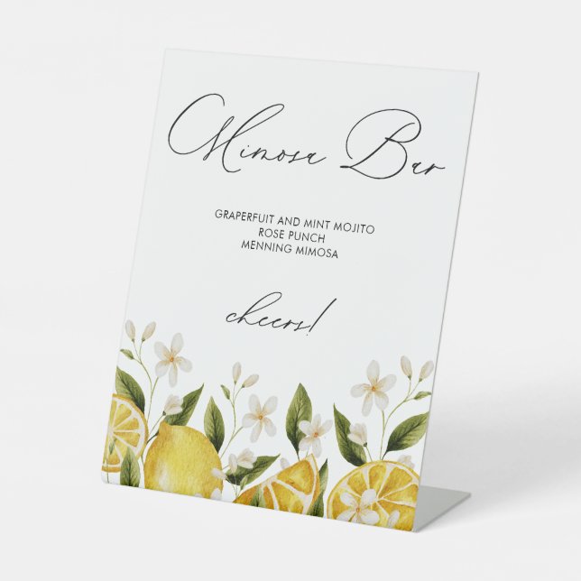 Signe De Table Lemon Mimosa Bar Shower de Mariage (Recto)