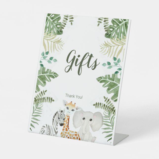 Signe De Table Les animaux de Safari de la Jungle mignonne (Recto)