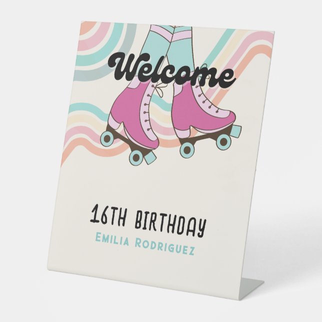 Signe De Table les années 70 Rock et ROLL Roller Patinage Party B (Recto)