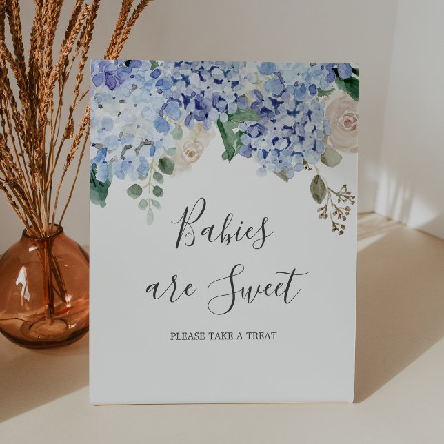 Signe De Table Les Bébés Élégants Hydrangea Sont Du Baby shower D (Elegant Hydrangea Babies Are Sweet Baby Shower Pedestal Sign)