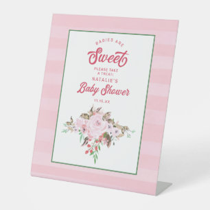 Signe De Table Les bébés floraux roses sont des Baby showers sucr