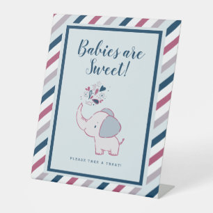 Signe De Table Les bébés roses sont doux Elephant Baby shower Tre