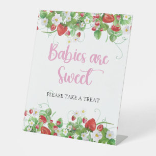 Signe De Table Les bébés sont doux   Baby shower aux fraises