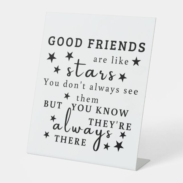 Signe De Table Les bons amis sont comme des étoiles : Art de cita (Recto)