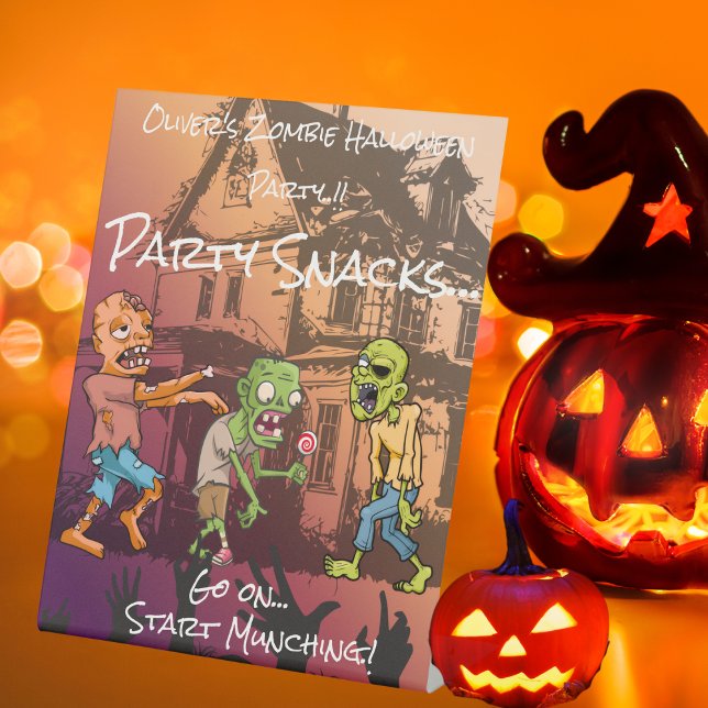 Signe De Table Les enfants Zombie Halloween fête Snacks (Zombie Halloween Party Snacks Pedestal Sign)