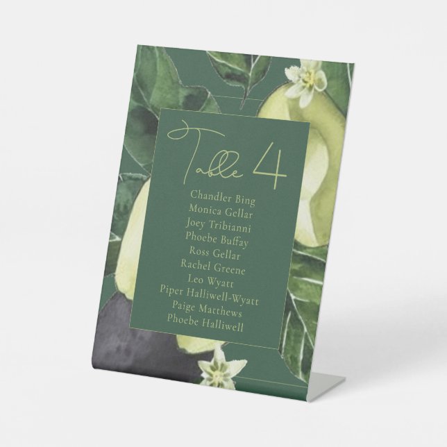 Signe De Table Les fleurs d'Avocado | Noms de sièges rustiques en (Recto)