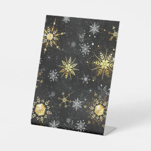 Signe De Table Les flocons dorés de Noël sur l'Arrière - plan noi