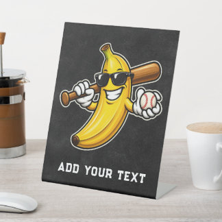 Signe De Table Lets Go Bananas Retro Baseball Banana Funny