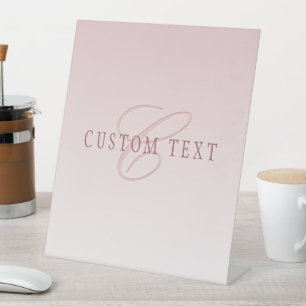 Signe De Table Lettre élégante & monogramme   Rose ombré