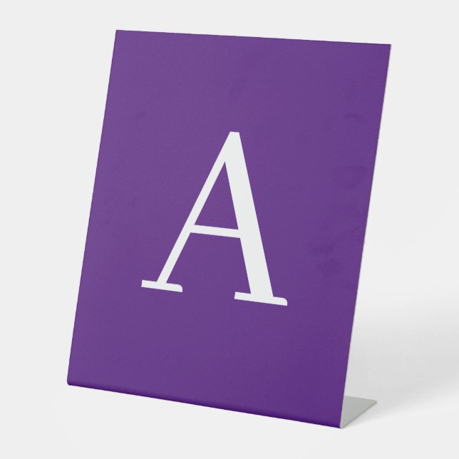 Signe De Table Lettre initiale Monogramme Style moderne violet (Recto)