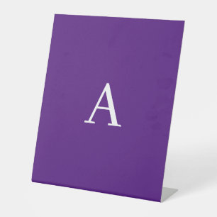Signe De Table Lettre initiale Monogramme Style moderne violet
