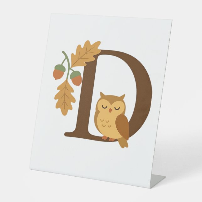 Signe De Table LETTRE MONOGRAPHIQUE D - Hiboux avec chêne L (Recto)