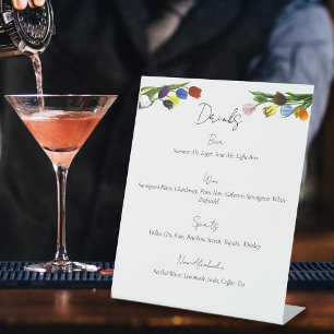 Signe De Table LGBTQ plus Tulips Fleurs Menu Boissons