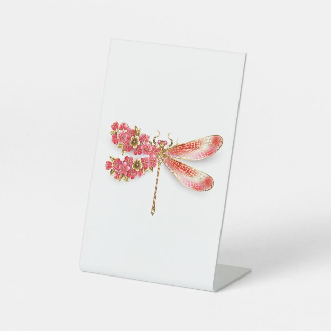 Signe De Table libellule de fleurs avec sakura de bijoux (Recto)