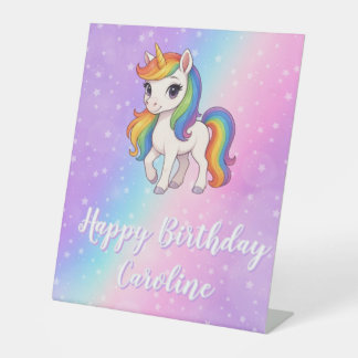 Signe De Table Licorne magique colorée personnalisée