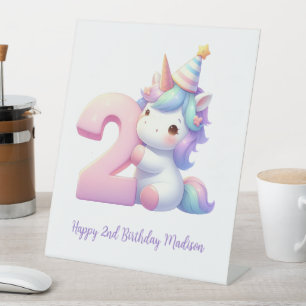 Signe De Table Licorne Personnalisée 2ème Anniversaire Filles 