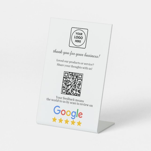 Signe De Table Lien QR de révision Google Affichage Moderne (Recto)