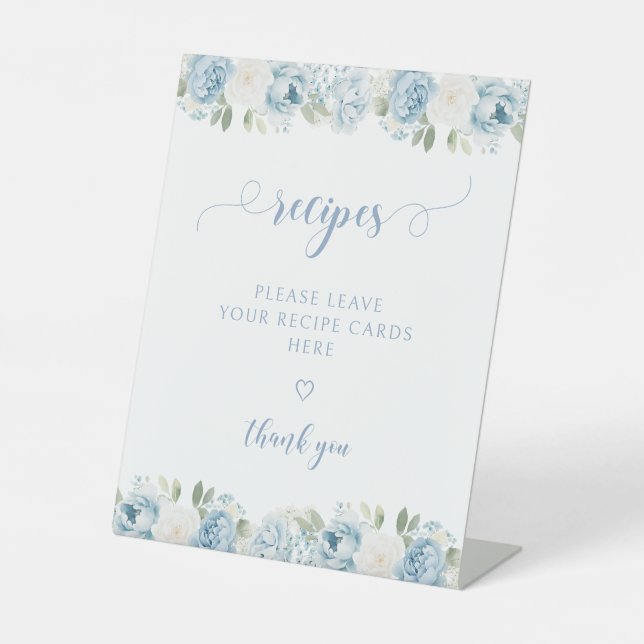 Signe De Table Light Blue Floral Bridal Shower Recipe (Recto)