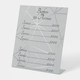 Signe De Table Lignes géométriques argentées/grises classiques av