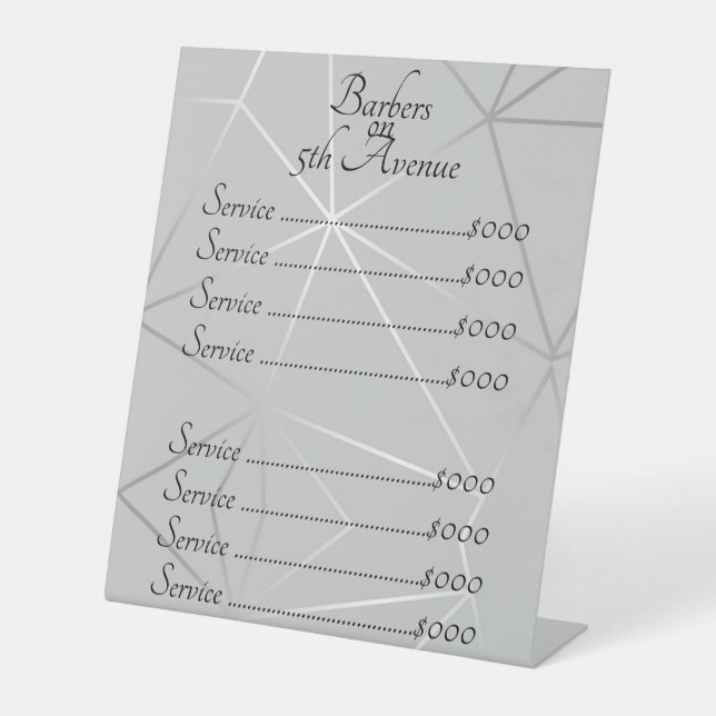 Signe De Table Lignes géométriques argentées/grises classiques av (Recto)