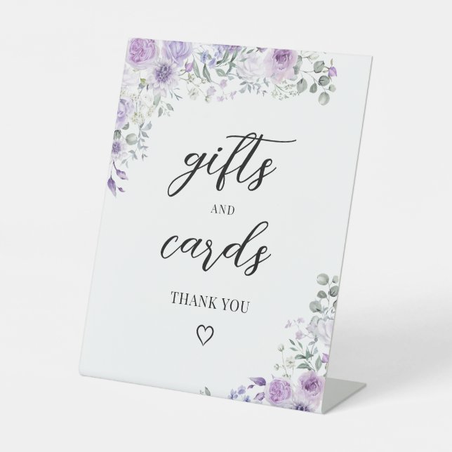 Signe De Table Lilac Purple Floral Wedding Gifts and Cards Sign (Recto)