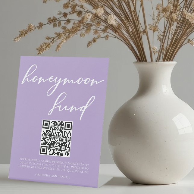 Signe De Table Lilac Purple Mariage Honple Fund Code QR (Créateur téléchargé)