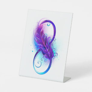 Signe De Table L'infini avec plume violette