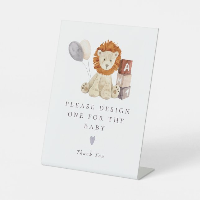 Signe De Table Lion Baby Shower Activity Station Sign (Recto)