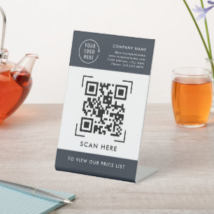 Signe De Table Liste de prix Code QR Logo d'entreprise sans con