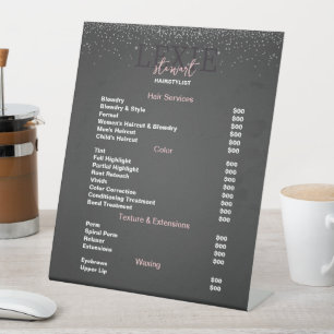 Signe De Table Liste de Prix de Coiffeur Minimaliste et Élégant