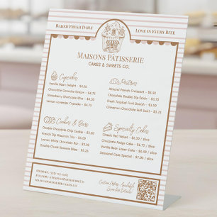 Signe De Table Liste de prix de la boulangerie-pâtisserie Pink St