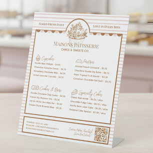 Signe De Table Liste de prix de la pâtisserie Cupcake à rayures r