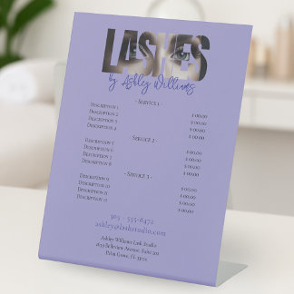 Signe De Table Liste de prix de la typographie moderne "LASHES by