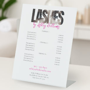 Signe De Table Liste de prix de la typographie moderne "LASHES by