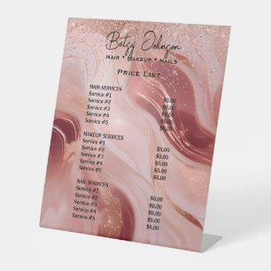 Signe De Table Liste de prix de salon de beauté Luxe Rose Gold Gl