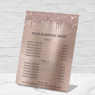 Signe De Table Liste de prix d'entreprise rose Gold Parties scint