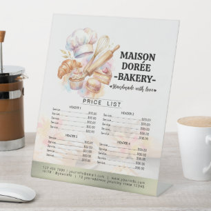 Signe De Table Liste de prix des desserts et des friandises de la