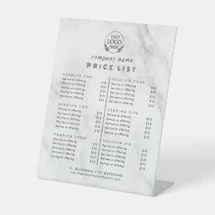 Signe De Table Liste de prix des services commerciaux de typograp