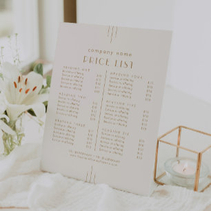 Signe De Table Liste de prix des services commerciaux Everly Crea